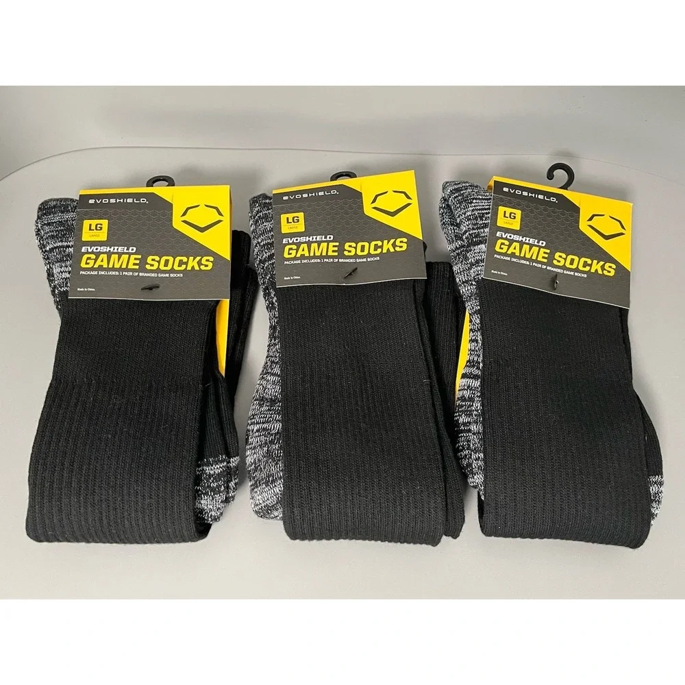 3 Pack-Evoshield Knee-High Moisture Wicking Baseball/Softball Game Socks - Black
